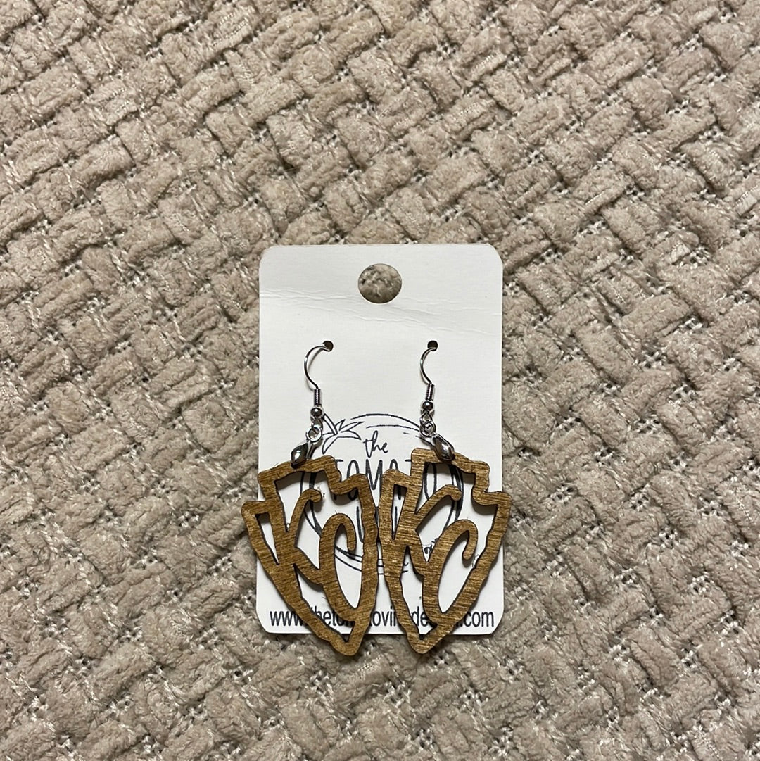 **PREORDER** KC Arrowhead Wood Earrings