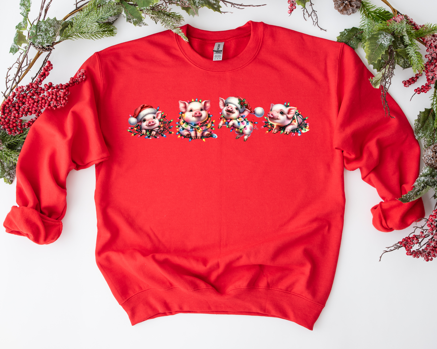 4 Little Christmas Piggies Red Sweatshirt