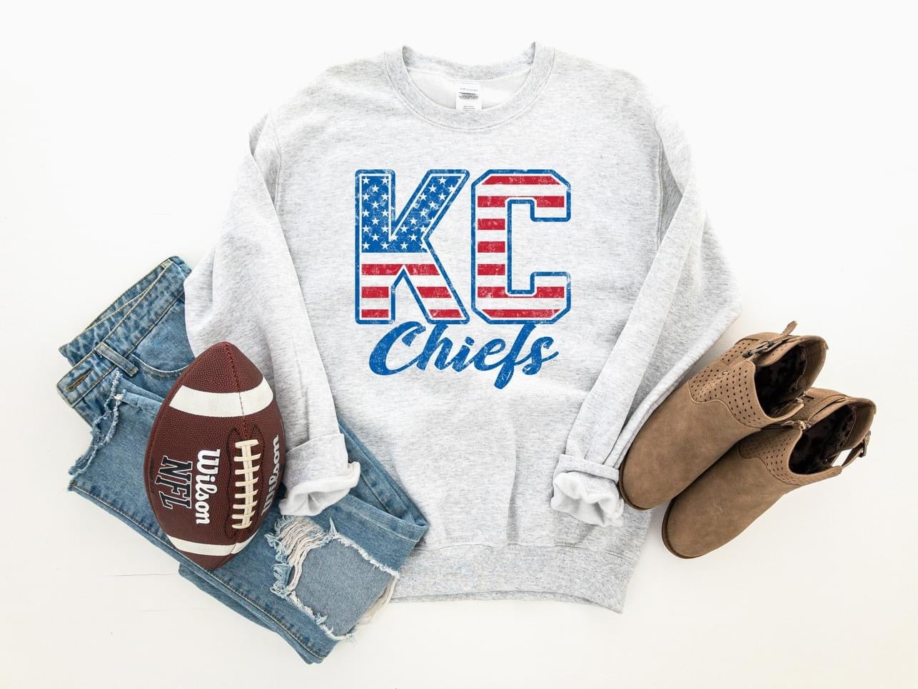 Patriotic KC Chiefs Ash Sweatshirt