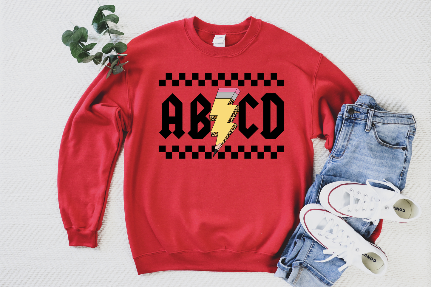 ABCD Pencil Lightning Bolt Red Sweatshirt