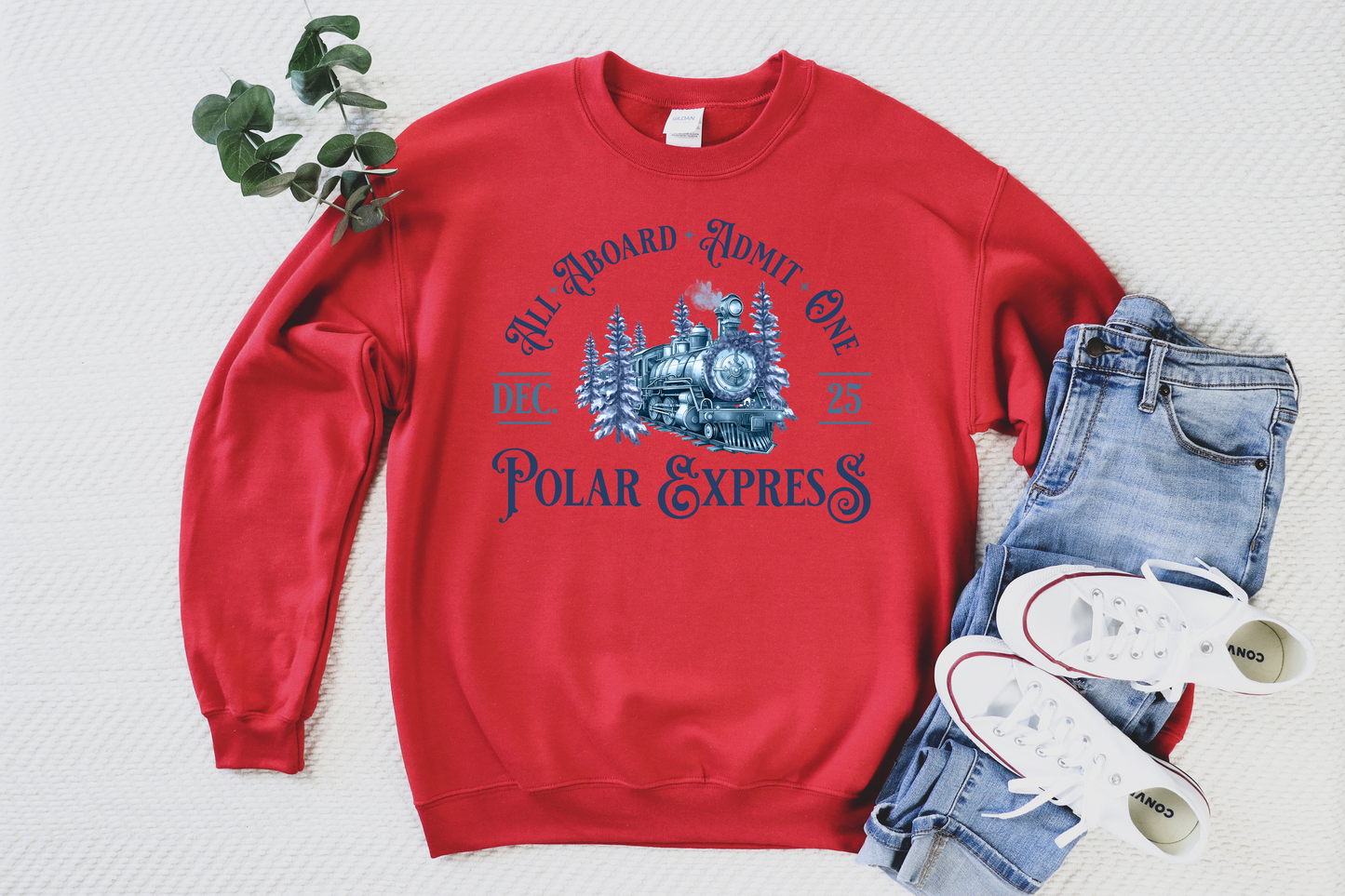 All Aboard Polar Express Red Sweatshirt