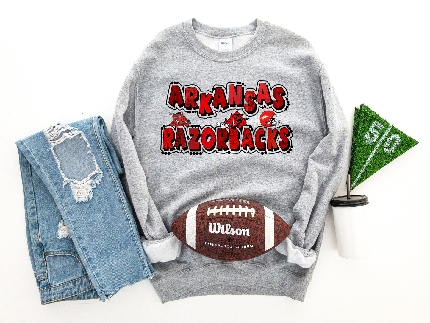 Arkansas Razorbacks Bubble Athletic Gray Sweatshirt
