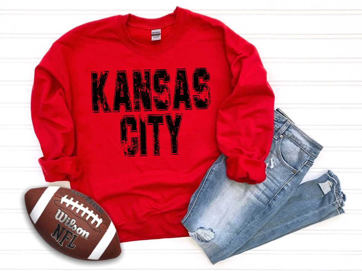 Black Distressed Kansas City Red Sweatshirt