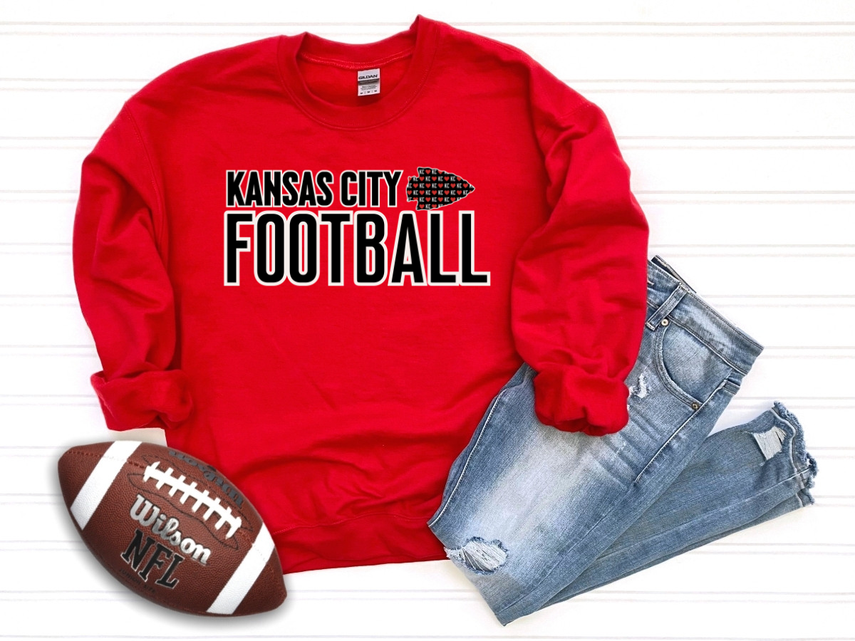 Block Kansas City Football KC Heart Arrowhead Red Sweatshirt