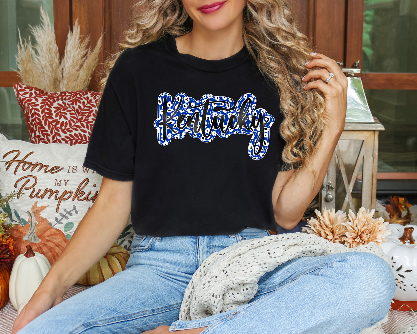 Blue Leopard Kentucky Black Comfort Colors