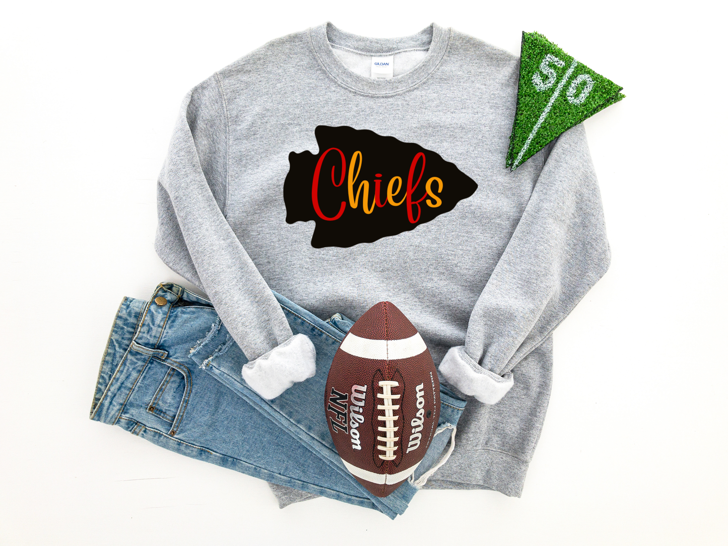 Black Arrowhead Red & Gold Chiefs Ash Sweatshirt