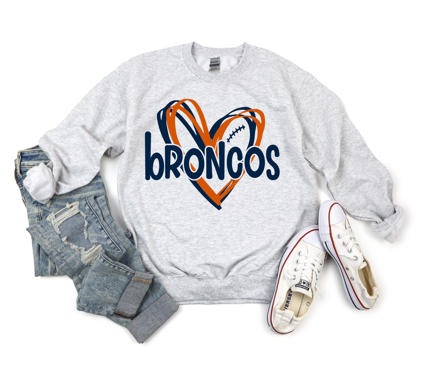 Broncos Double Hearts Ash Sweatshirt