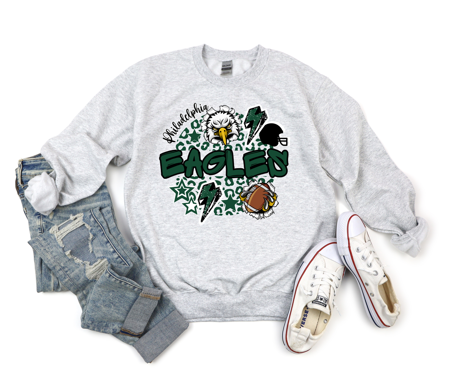 Eagles Leopard Circle Ash Sweatshirt