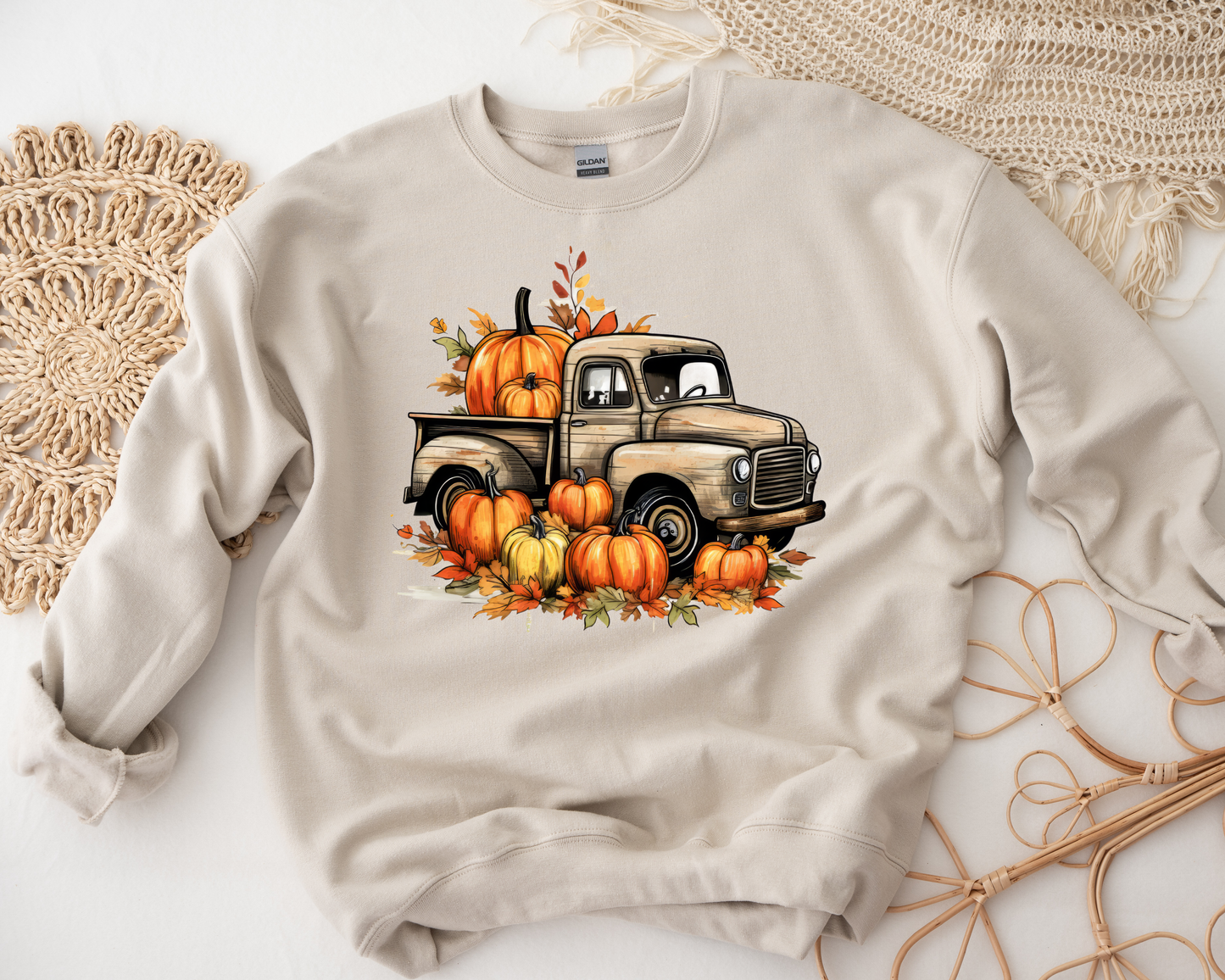 Fall Truck & Pumpkins Sand Sweatshirt