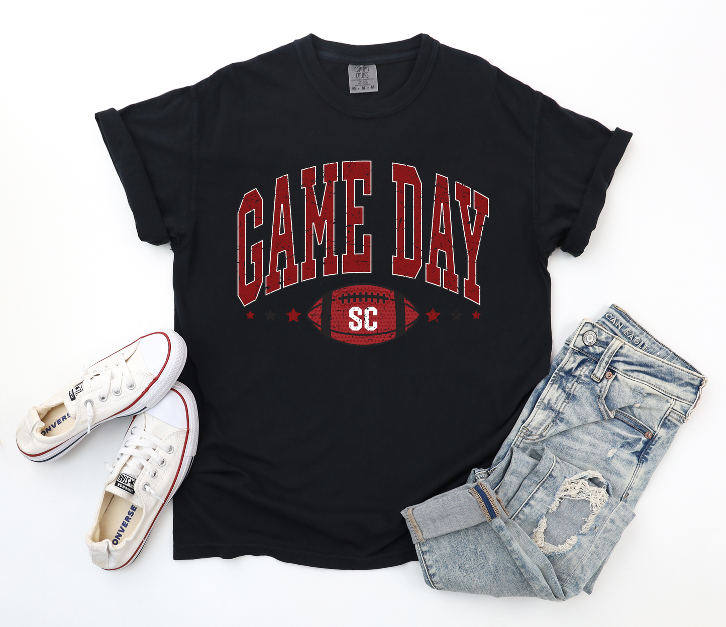 Game Day SC Distressed Black Tee