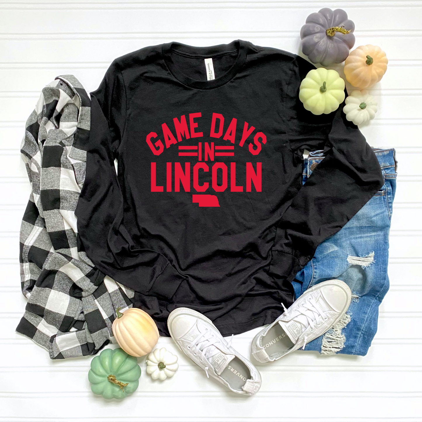 Game Days in Lincoln Black Long Sleeve