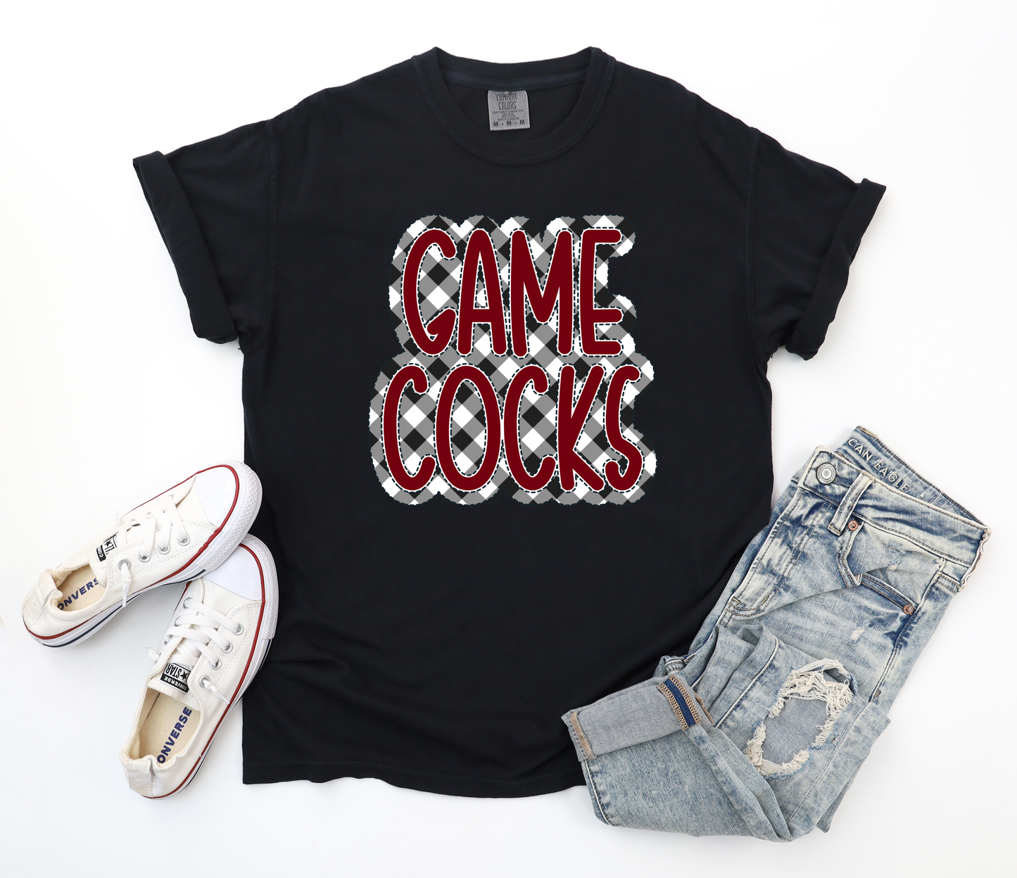 Gamecocks Black Buffalo Plaid Black Tee