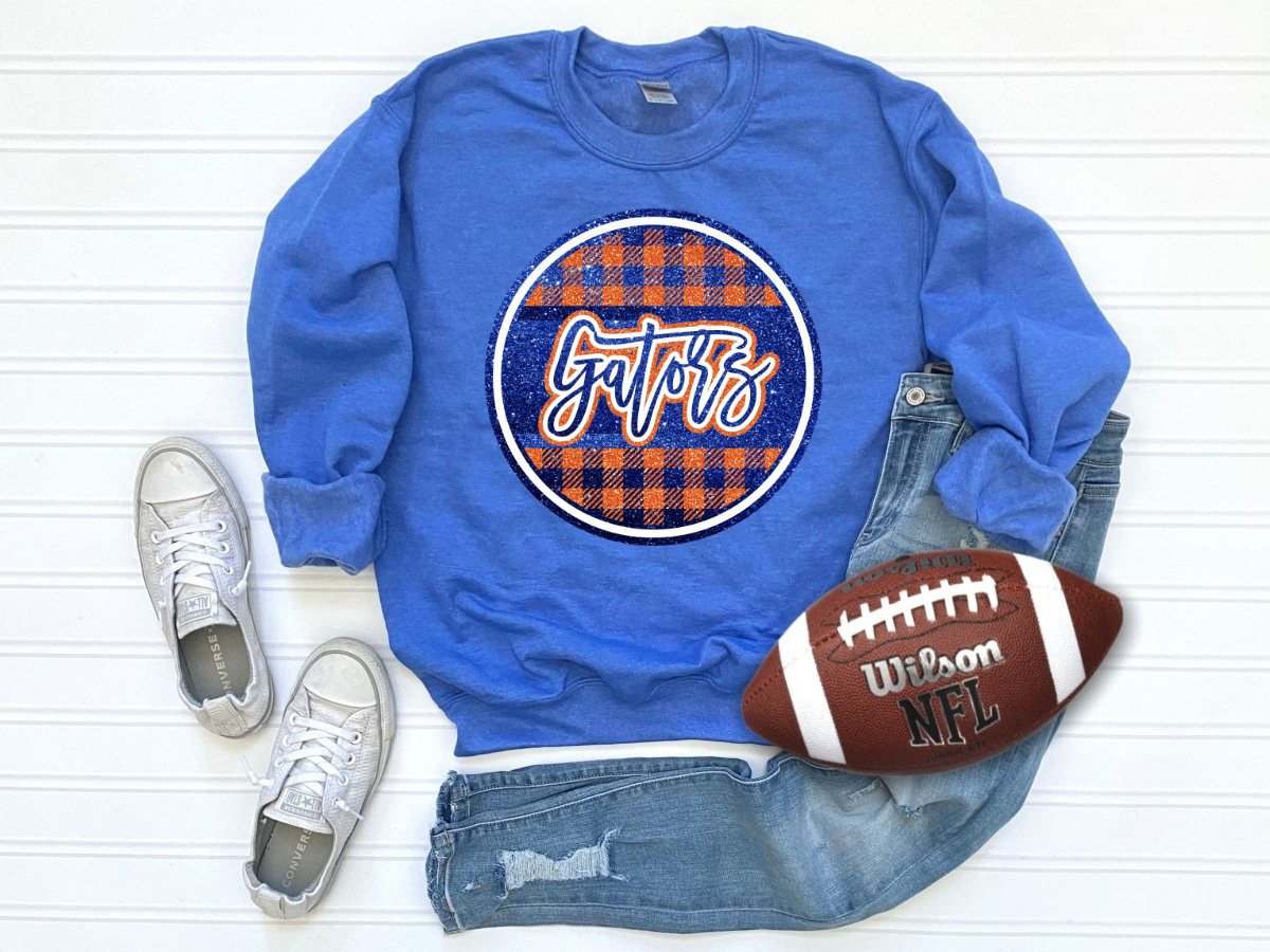 Gators Plaid Circle Heather Royal Blue Sweatshirt
