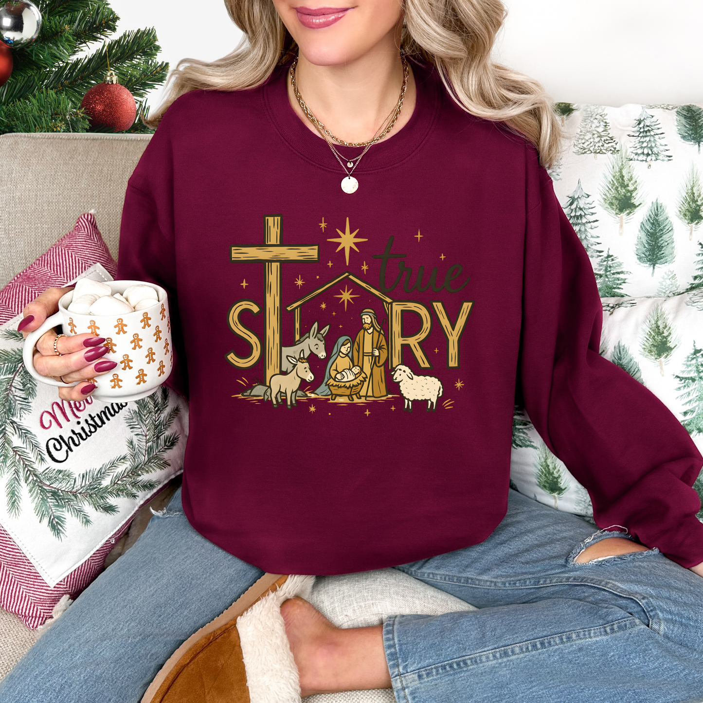 Gold True Story Maroon Sweatshirt
