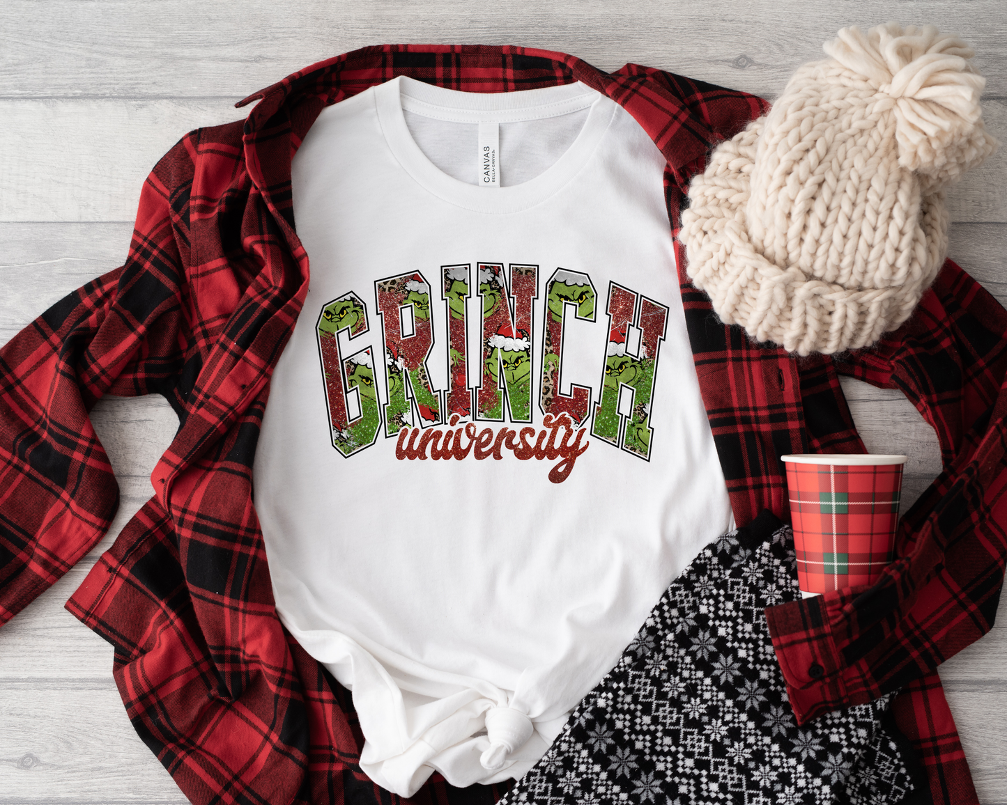 Grinch Face University White Tee