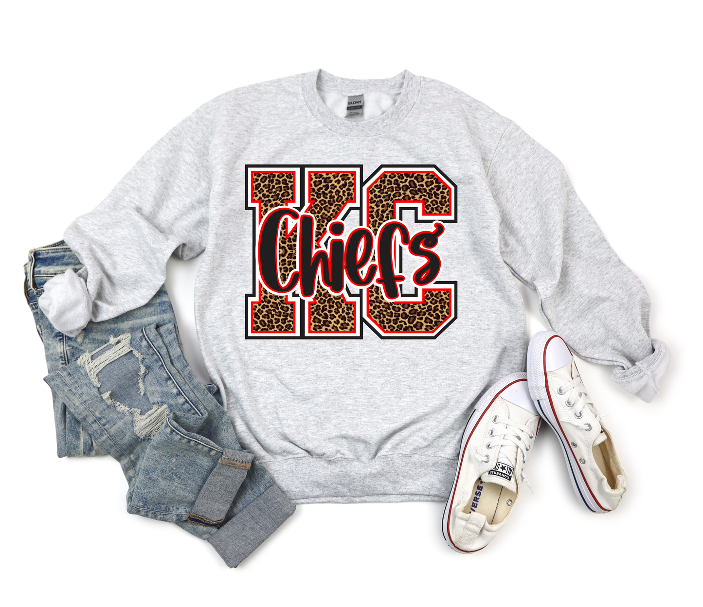 KC Leopard Chiefs Ash Sweatshirt