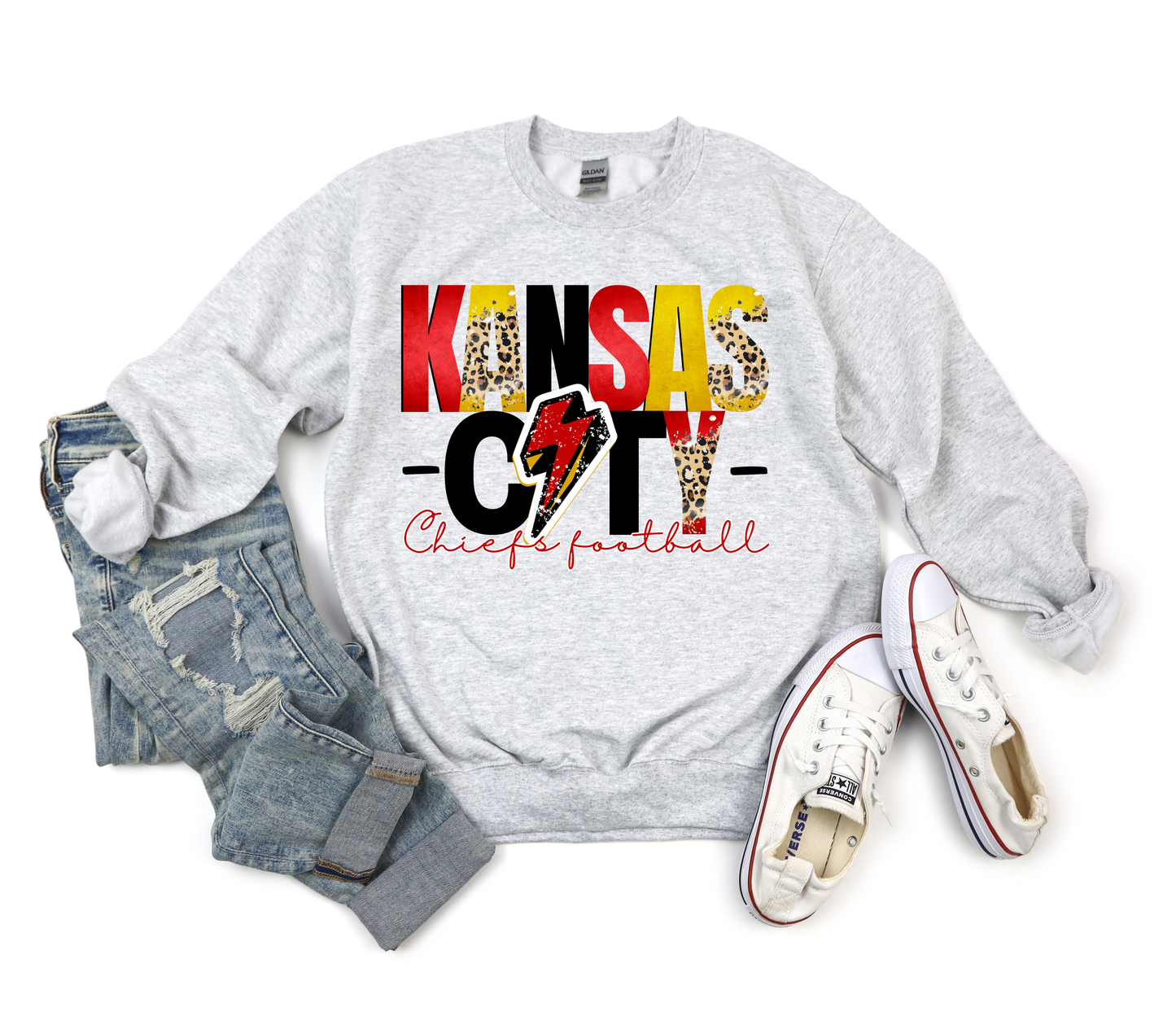 Kansas City Chiefs Football Leopard Lightning Bolt