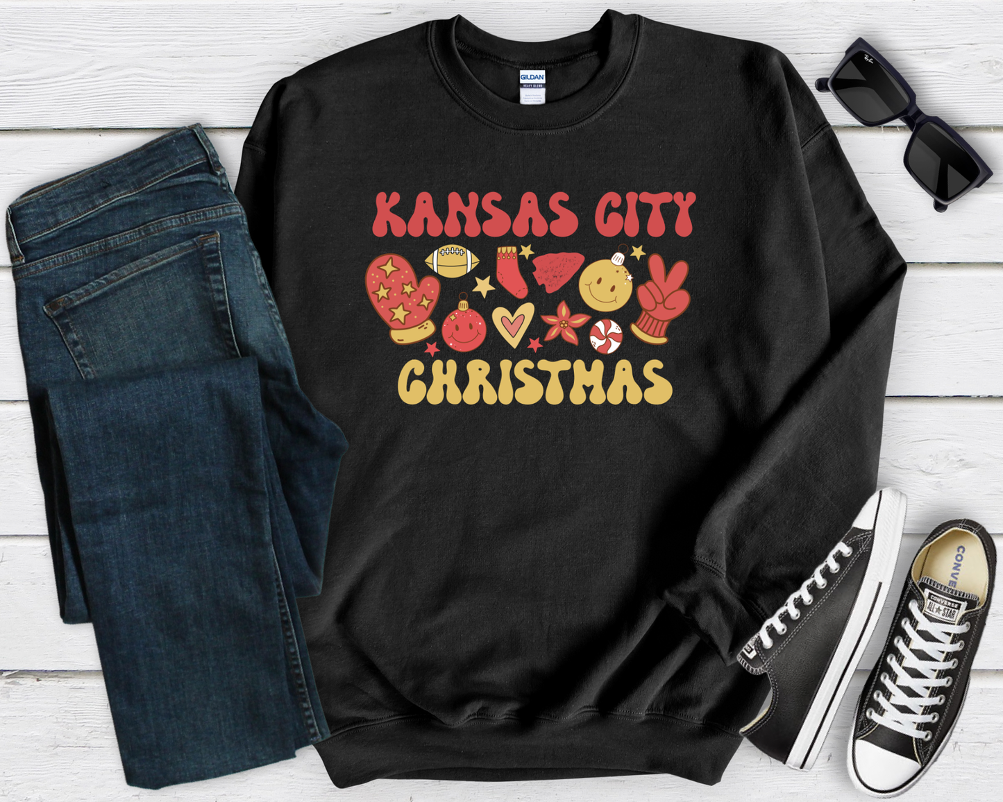 Kansas City Christmas Black Sweatshirt