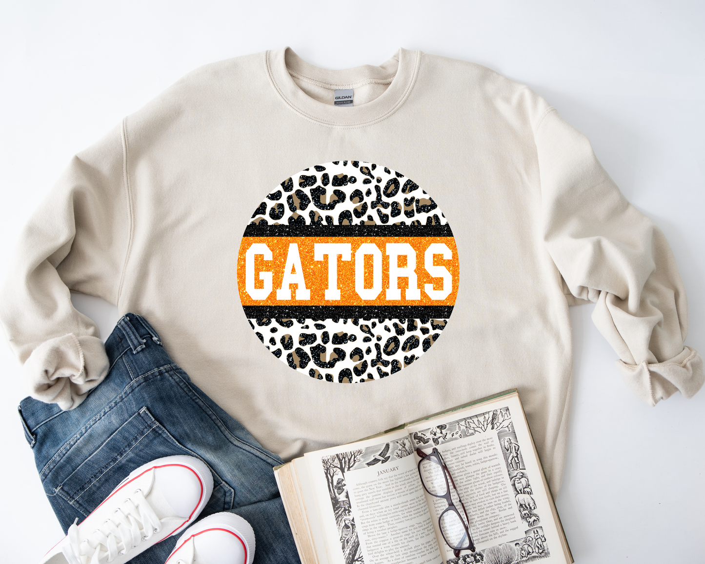 Orange Gators Leopard Circle Ash Sweatshirt