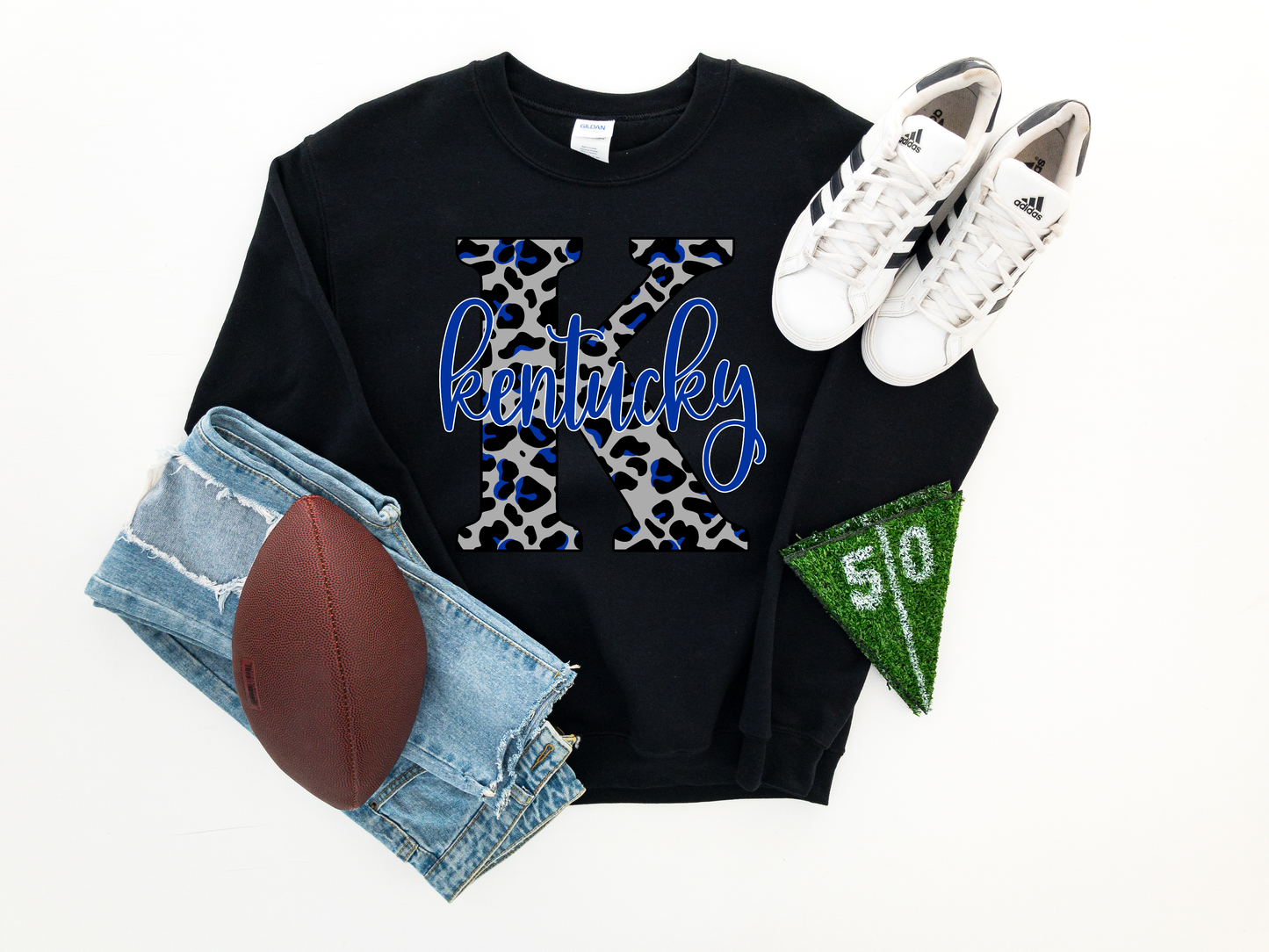 Leopard K Blue Kentucky Black Sweatshirt