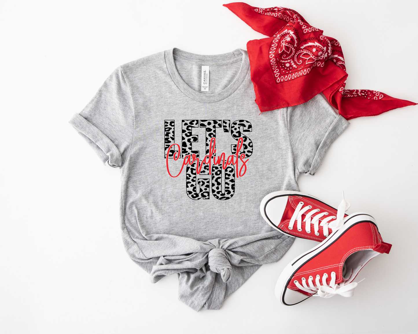 Leopard Let's Go Cardinals Sport Grey Tee