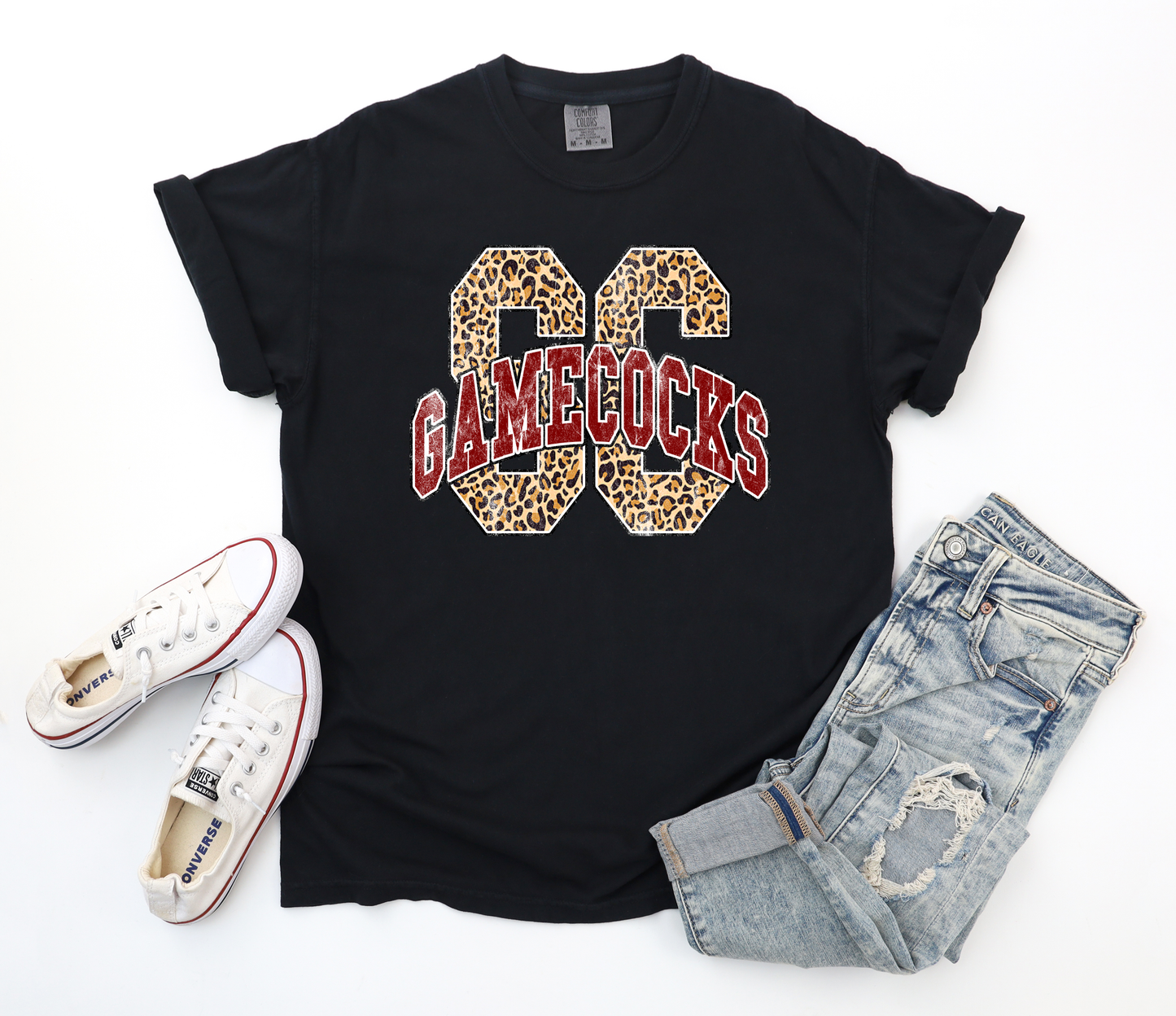 Leopard SC Red Gamecocks Black Tee