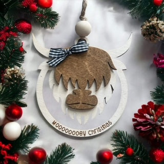 ***PREORDER*** Mooey Christmas Highland Cow Ornament