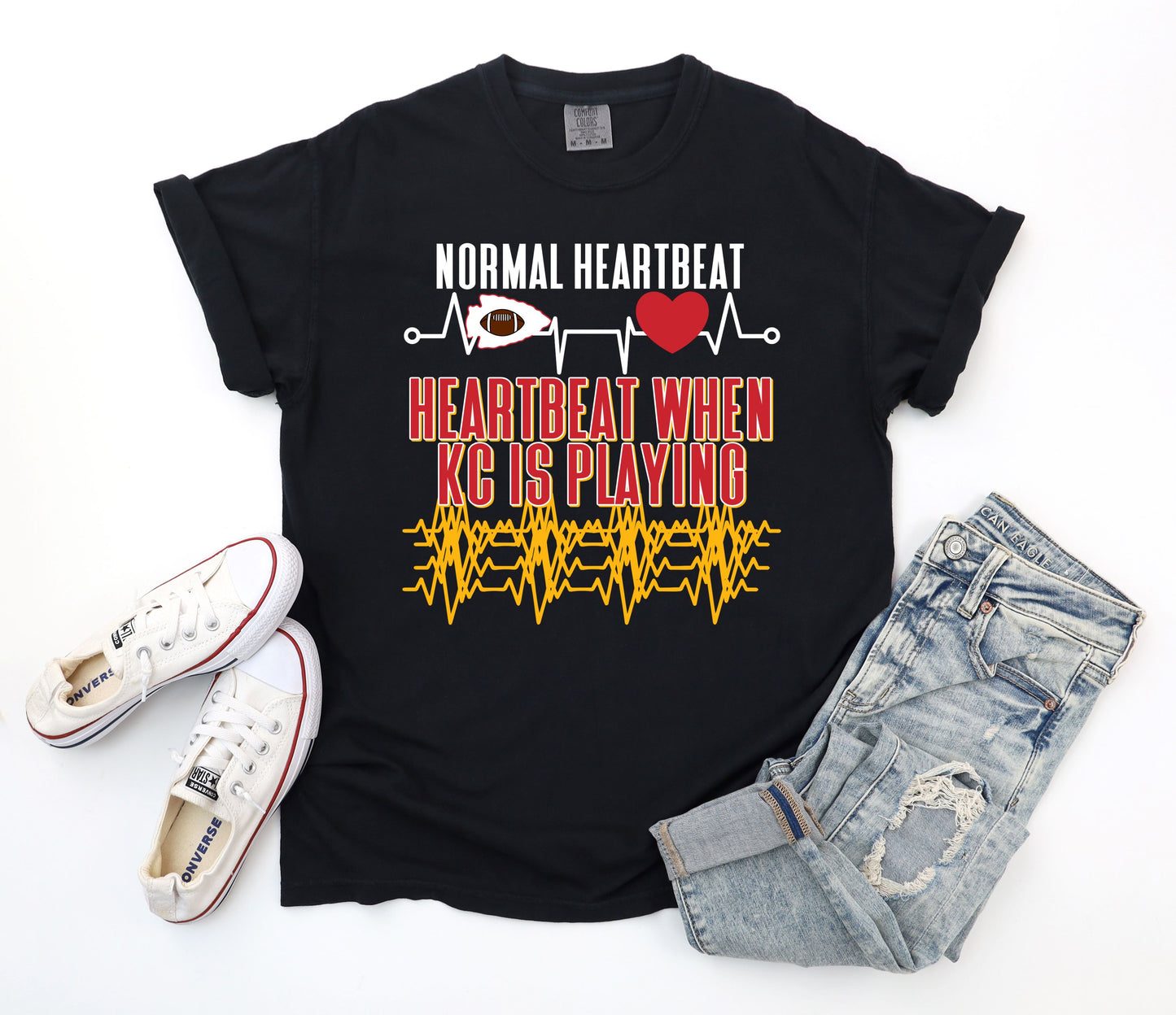 KC Normal Heartbeat Black Comfort Colors Tee