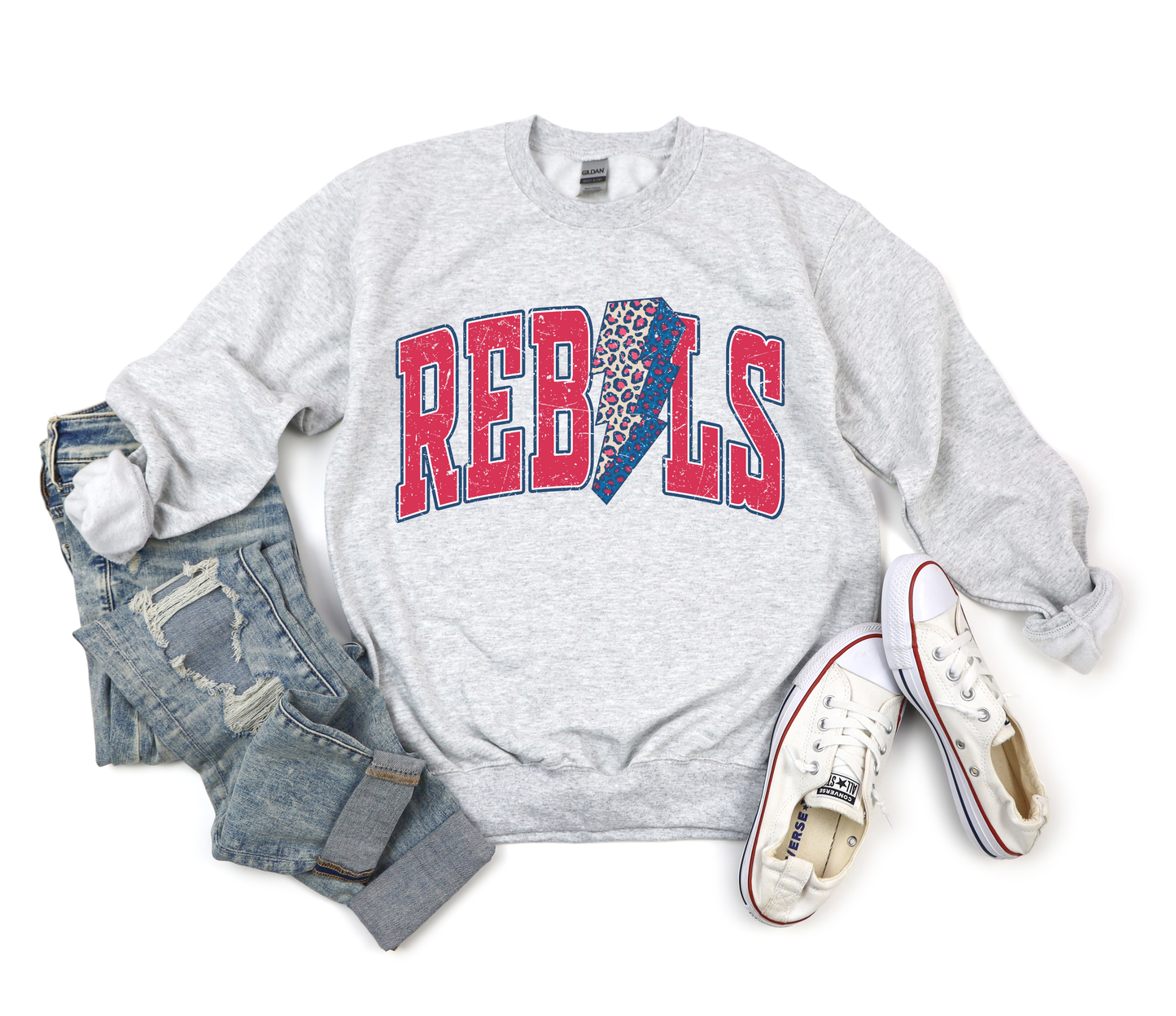 Rebels Leopard Lightening Bolt Ash Sweatshirt