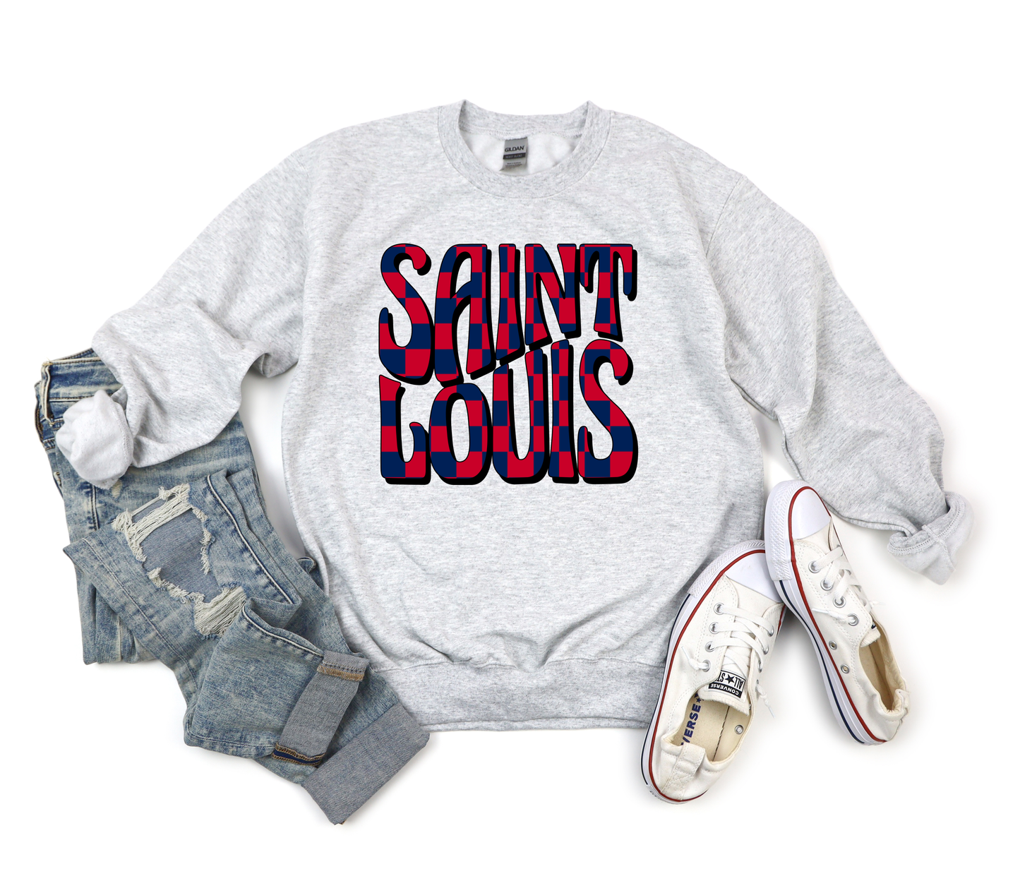 Saint Louis Wavy Checkered Ash Sweatshirt