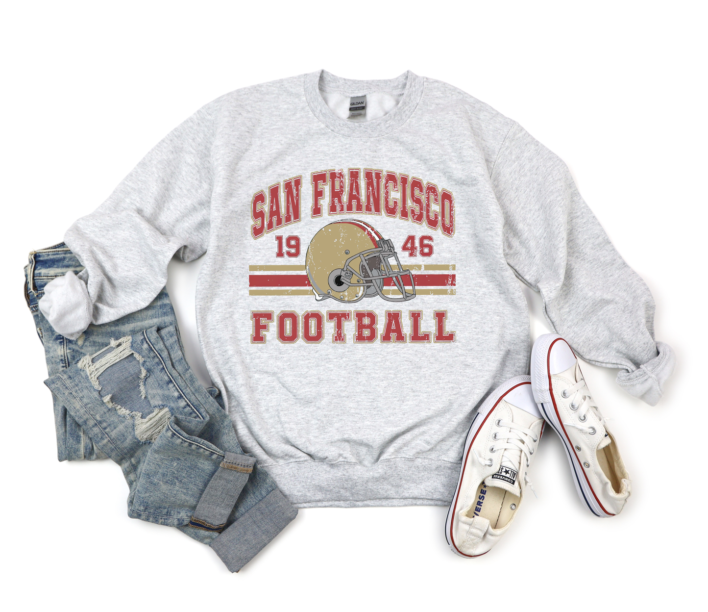 San Francisco Vintage Football Helmet 1946 Ash Sweatshirt