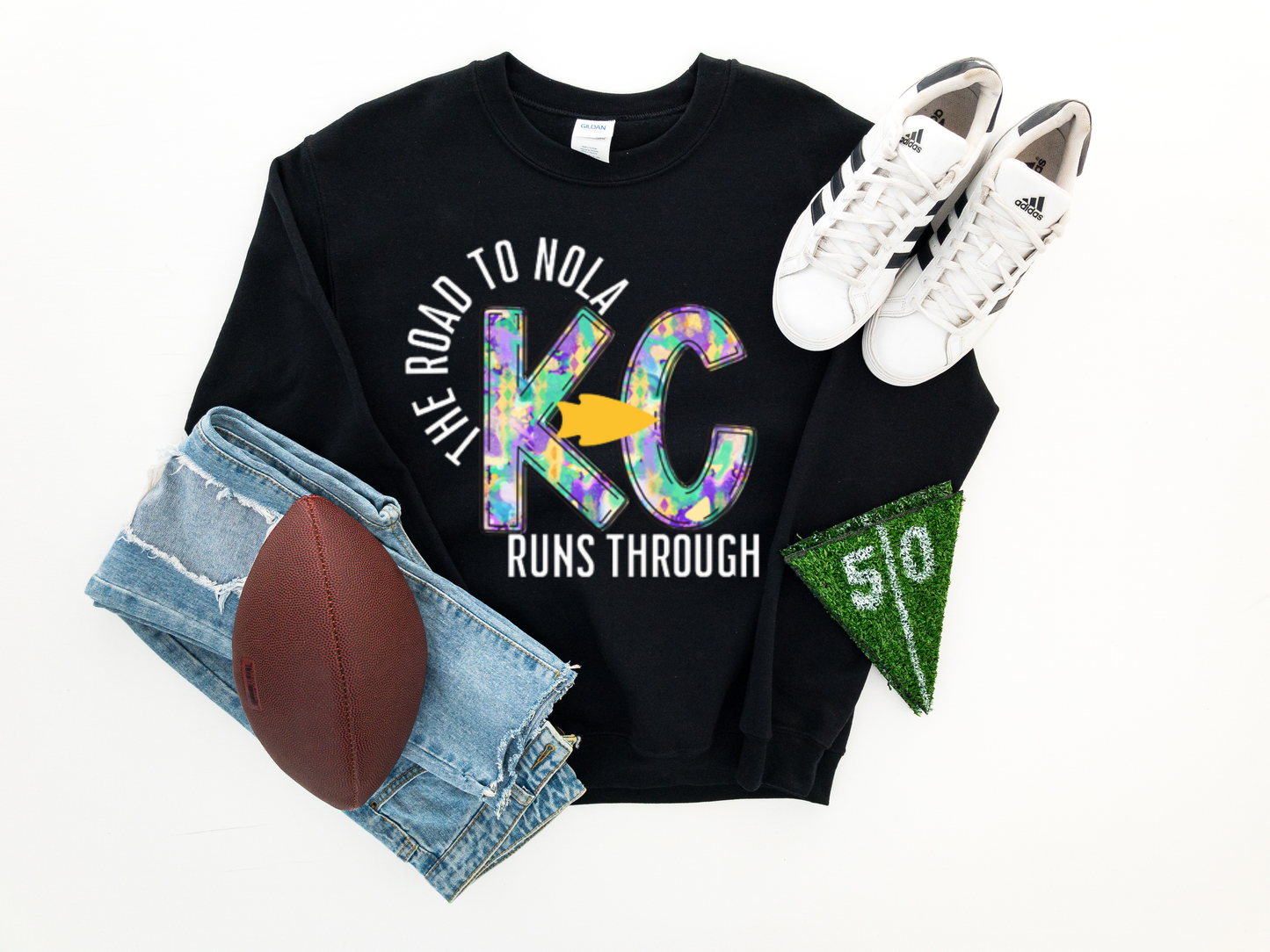 The Road To Nola Runs Through KC Black Sweatshirt