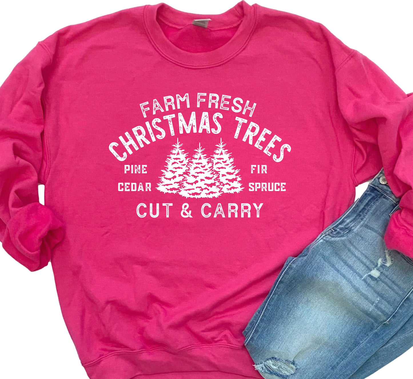Farm Fresh Christmas Trees Dark Pink Sweatshirt
