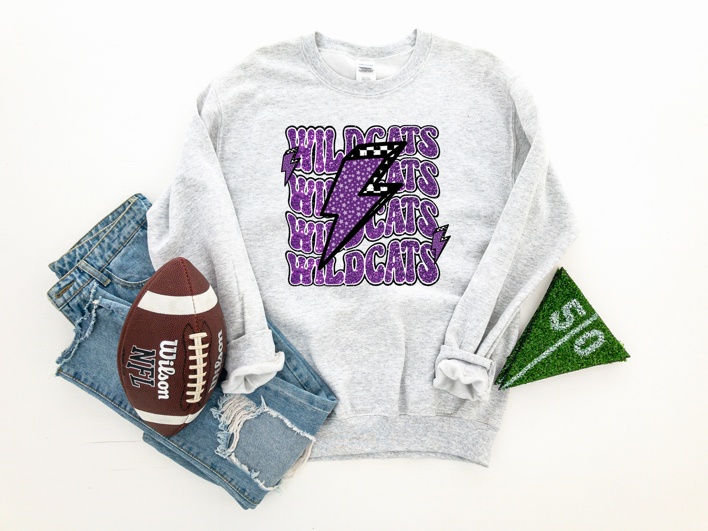 Wildcats Repeat Leopard Purple Lightning Bolt Ash Sweatshirt