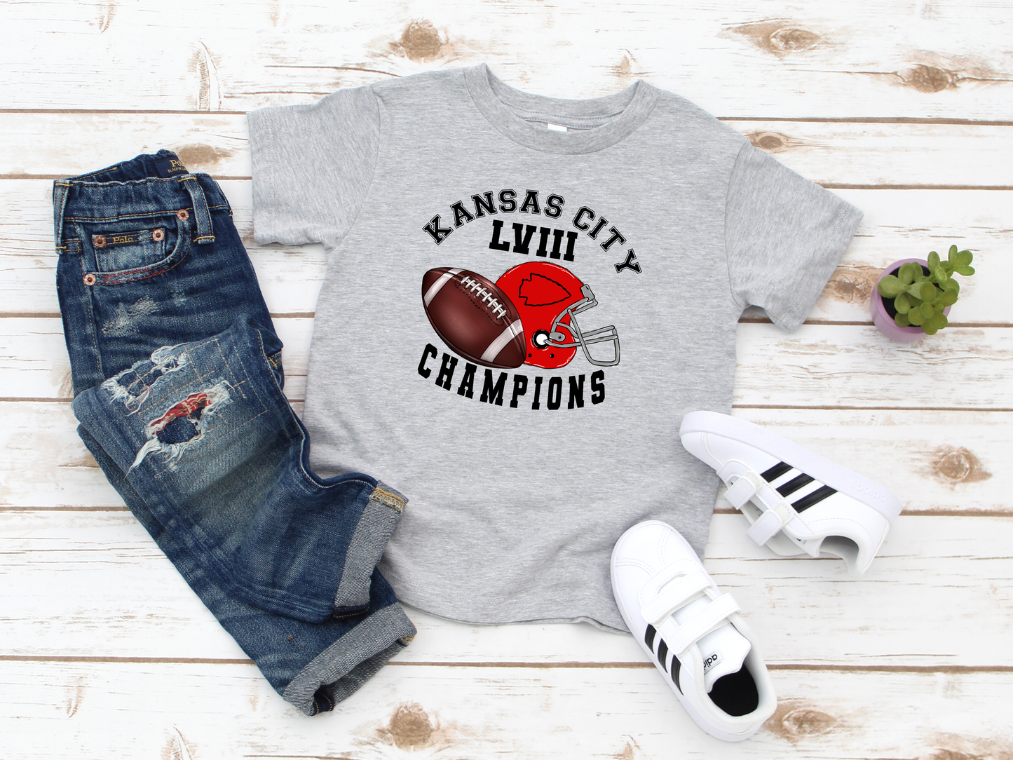 Youth Kansas City LVIII Champions Helmet Sport Grey Tee