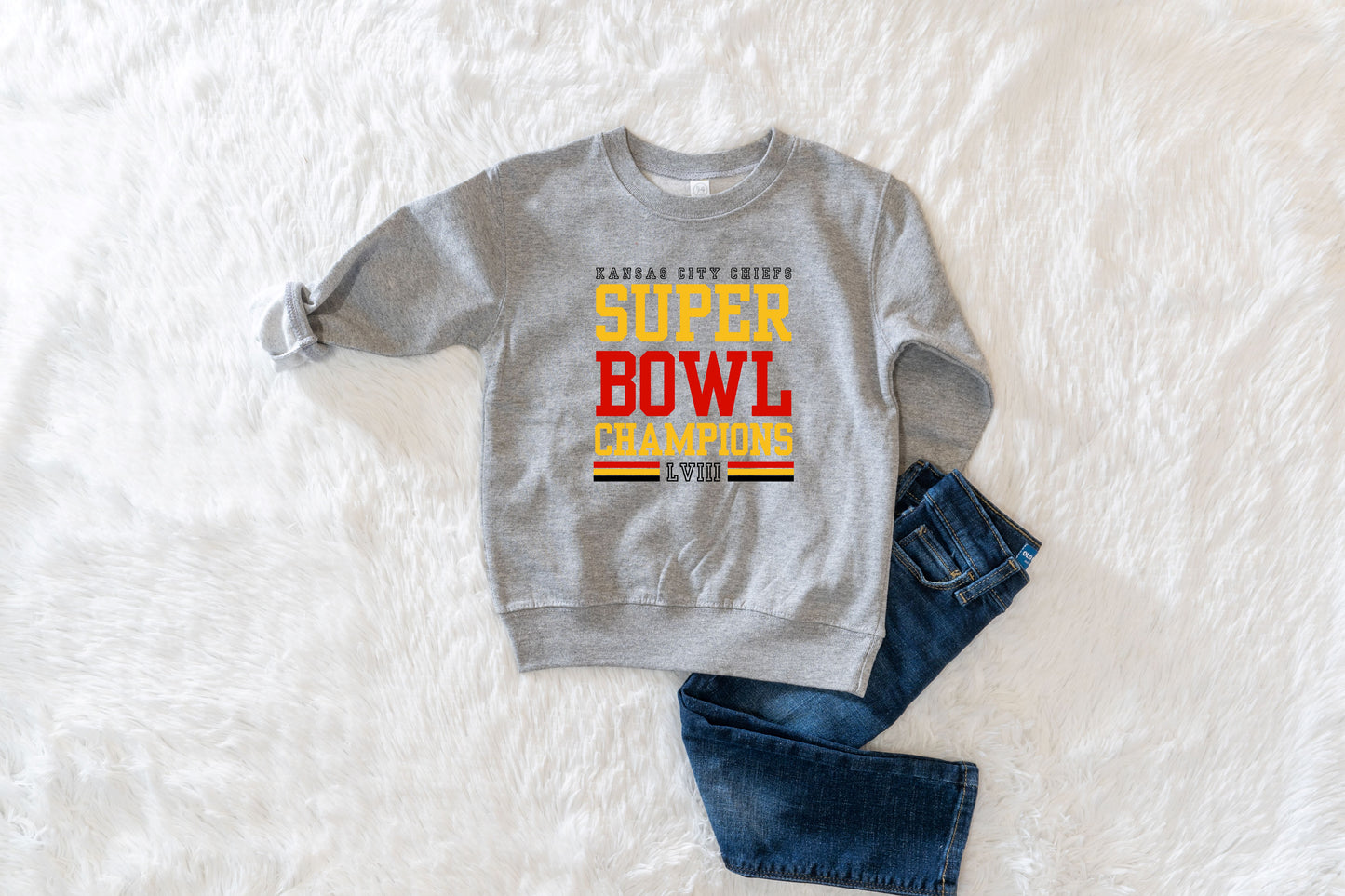 Youth Super Bowl Champions LVIII Dark Heather/Sport Grey Sweatshirt