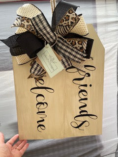 Welcome Friends Distressed Door Tag