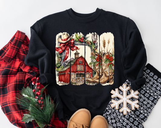 Country Barn and Boots Black Sweatshirt
