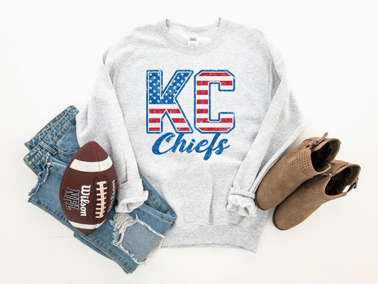 Patriotic KC Chiefs Ash Sweatshirt