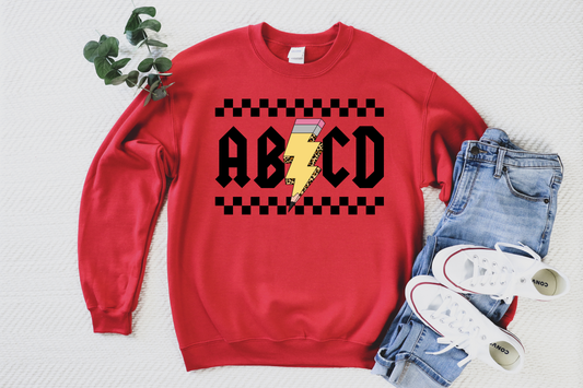ABCD Pencil Lightning Bolt Red Sweatshirt