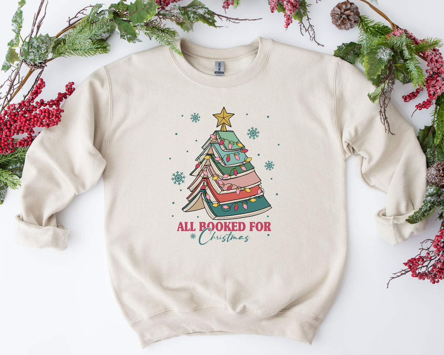 All Booked Up for Christmas Sand Sweatshirt