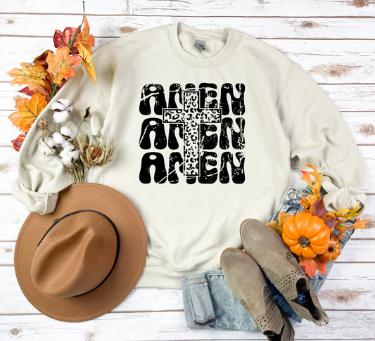 Amen Repeat Black Leopard Cross Sand Sweatshirt
