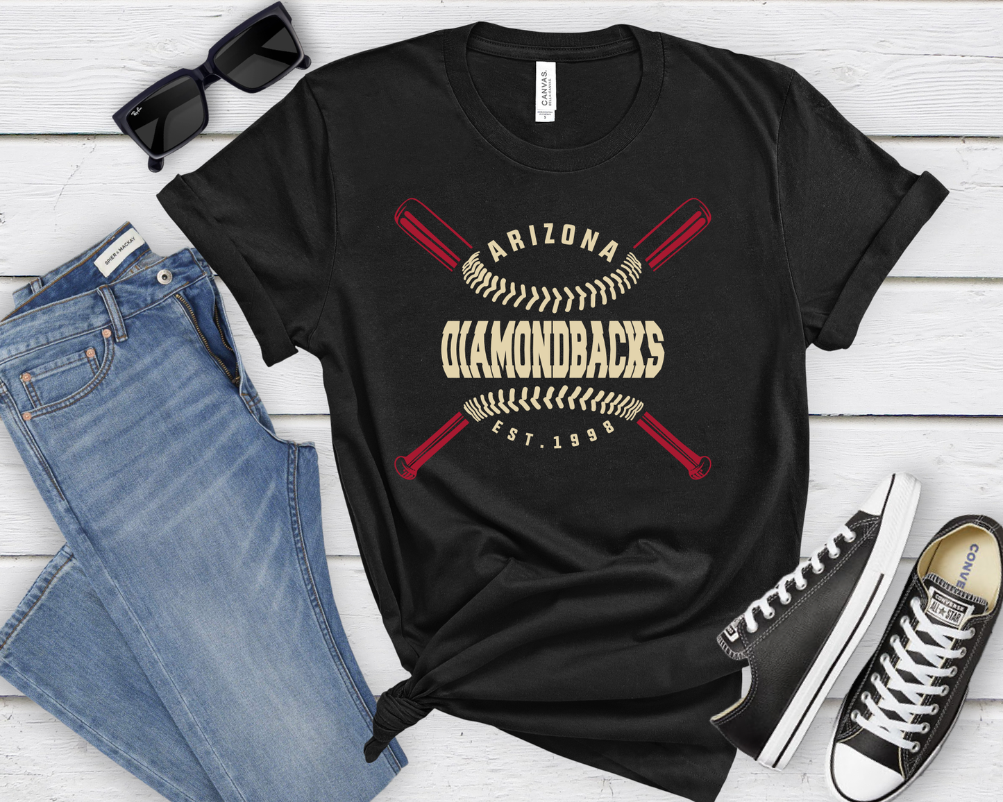 Arizona Diamondbacks Red Bats Black Tee