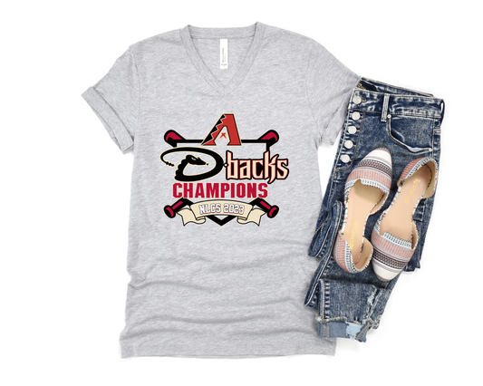 AZ Diamondbacks Champions NLCS 2023 Heather Gray V-Neck Tee