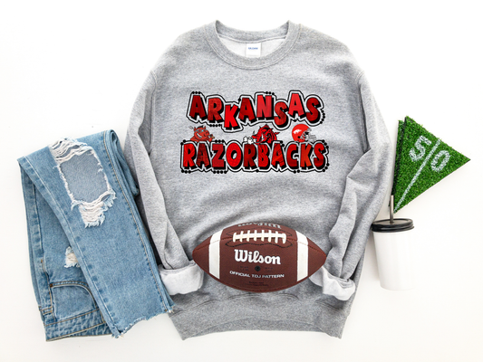 Arkansas Razorbacks Bubble Athletic Gray Sweatshirt