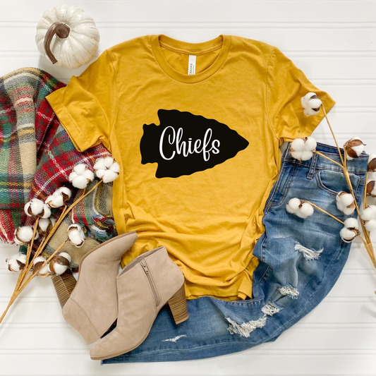 Black Arrowhead White Chiefs Mustard Tee