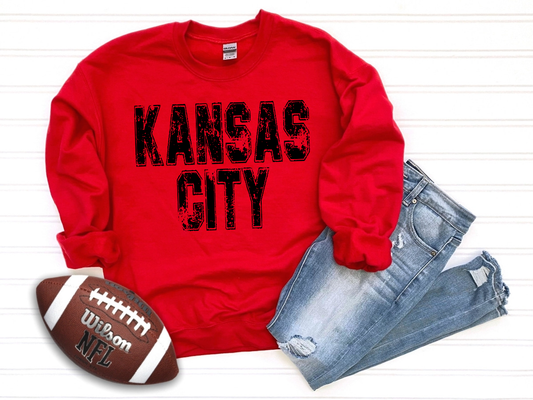 Black Distressed Kansas City Red Sweatshirt