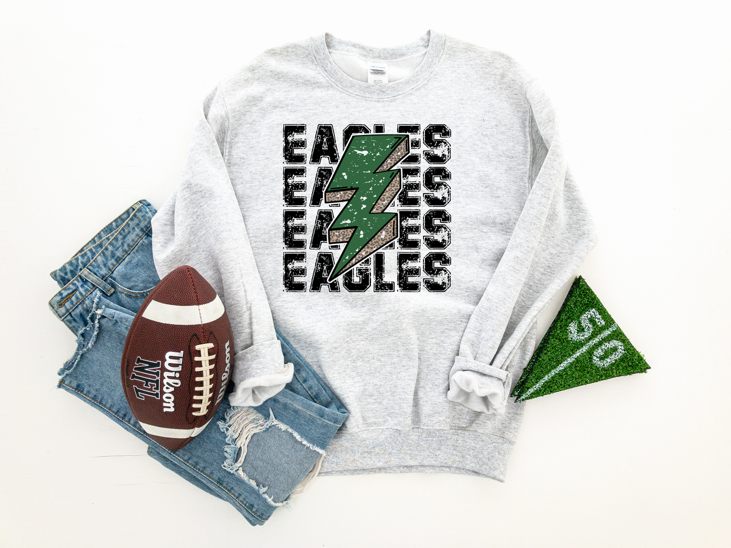Black Eagles Repeat Green Lightening Bolt Ash Sweatshirt