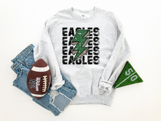 Black Eagles Repeat Green Lightening Bolt Ash Sweatshirt