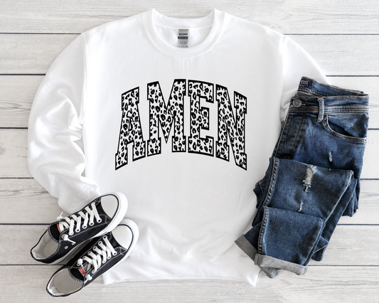 Leopard Amen White Sweatshirt